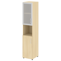 Шкаф высокий узкий левый (1 низкий фасад ЛДСП + 1 низкий фасад стекло в раме) Yalta LT.SU-1.4 R L/R акация лорка